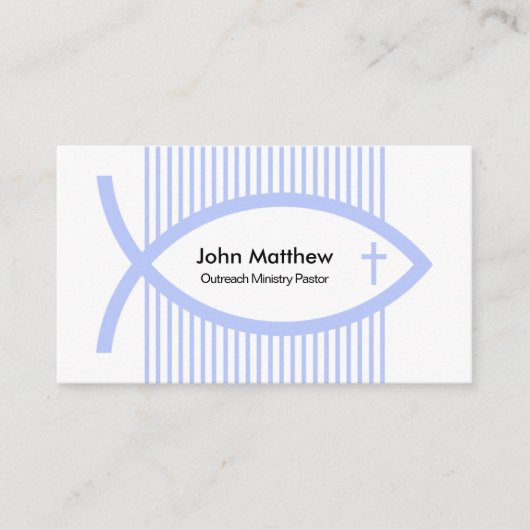 Einfacher vertikaler Blauer See Lines Ichthus Past Visitenkarte (Vorderseite)