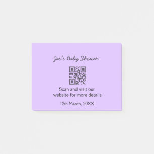 Einfacher violetter QR-Code für Babyparty mit Name Post-it Klebezettel