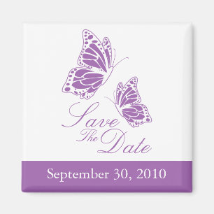 Einfacher violetter Wedding Schmetterling Save the Magnet