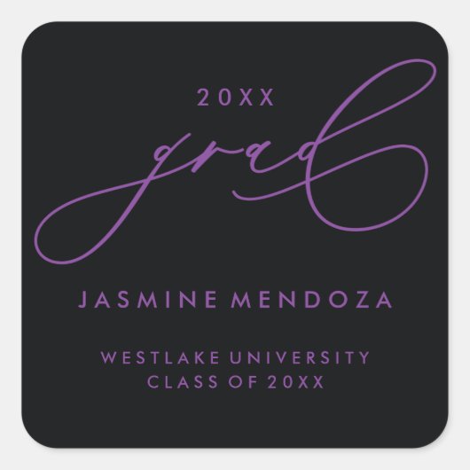 EINFACHER WÄHRUNGSKALLIGRAFISCHER ABSCHLUSS-STICKE QUADRATISCHER AUFKLEBER (Vorderseite)