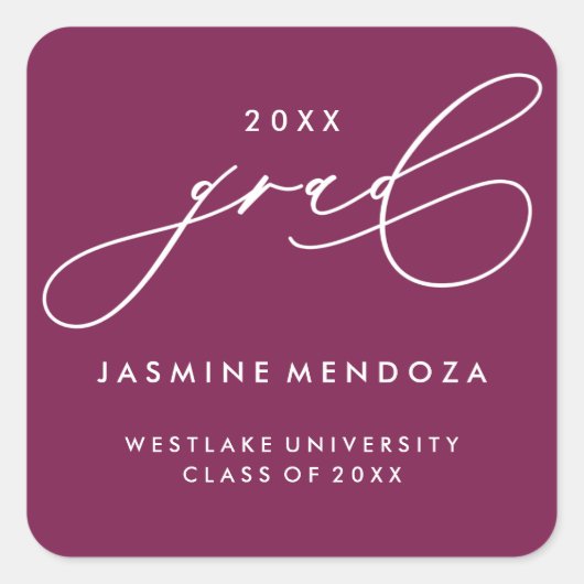 EINFACHER WÄHRUNGSKALLIGRAFISCHER ABSCHLUSS-STICKE QUADRATISCHER AUFKLEBER (Vorderseite)