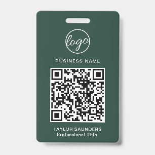 Einfacher Waldgrüner QR-Code-Mitarbeiterausweis Ausweis