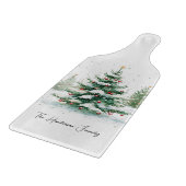 Einfacher Wasserfarben-Weihnachtsbaum mit Schriftz Schneidebrett (Ecke)