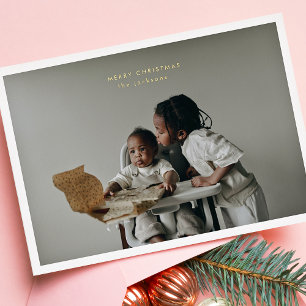 Einfacher Weihnachts-Fotorahmen mit individuellem Folien Feiertagskarte