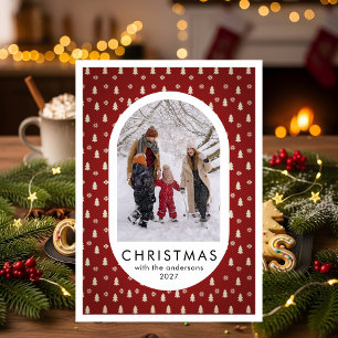 Einfacher Weihnachts-Kieferbaum-Muster Familienfot Feiertagskarte