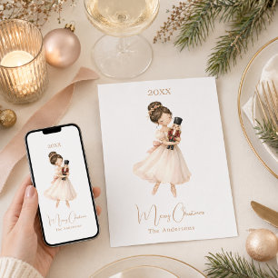 Einfacher Weihnachts-Nussknacker-Ballerina Feiertagskarte