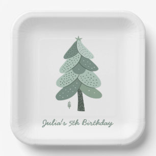 Einfacher Weihnachtsbaum Geburtstag Pappteller