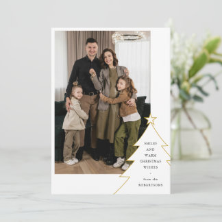 Einfacher Weihnachtsbaum mit Familienfoto Feiertagskarte