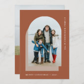 Einfacher Weihnachtsbogen | Modernes Zwei-Foto Feiertagskarte (Vorne/Hinten)