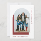 Einfacher Weihnachtsbogen | Modernes Zwei-Foto Feiertagskarte (Vorderseite)