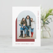 Einfacher Weihnachtsbogen | Modernes Zwei-Foto Feiertagskarte (Stehend Vorderseite)