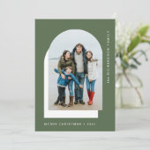 Einfacher Weihnachtsbogen | Modernes Zwei-Foto Feiertagskarte (Stehend Vorderseite)