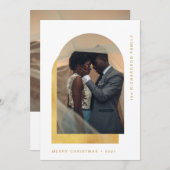 Einfacher Weihnachtsbogen | Modernes Zwei-Foto Feiertagskarte (Vorne/Hinten)