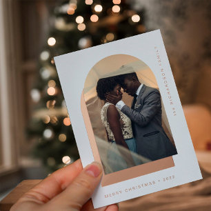 Einfacher Weihnachtsbogen   Modernes Zwei-Foto Folien Feiertagskarte