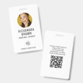 Einfacher Weißer Logo-QR-Code-ID-Foto-Zugang Ausweis (Vorder- & Rückseite)