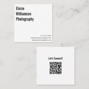 Einfacher Weißer Sauberer Professioneller Name QR- Quadratische Visitenkarte