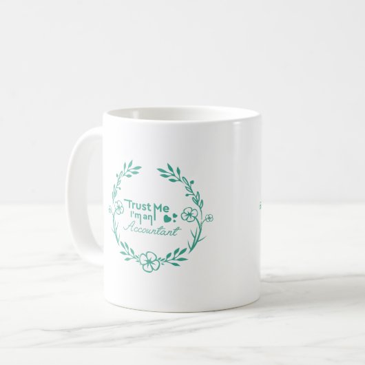 Einfacher weißer Türkis-Blumenrahmen-Buchhalter Kaffeetasse (Vorderseite Links)