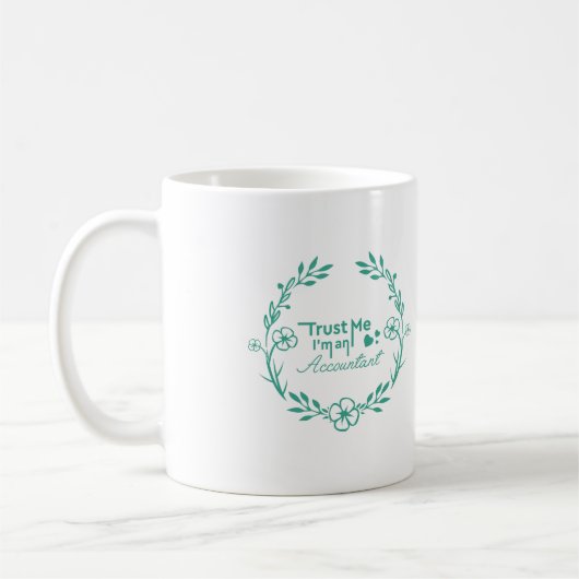 Einfacher weißer Türkis-Blumenrahmen-Buchhalter Kaffeetasse (Links)