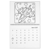 Einfacher Weltraum-Mal-Kalender Kalender (Mär 2027)