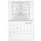 Einfacher Weltraum-Mal-Kalender Kalender (Feb 2027)