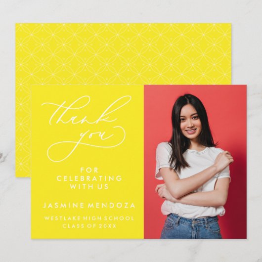 EINFACHER WHIMSICAL CALLIGRAPHY ABSCHLUSS DANKEN DANKESKARTE (Vorne/Hinten)