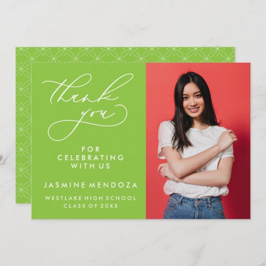 EINFACHER WHIMSICAL CALLIGRAPHY ABSCHLUSS DANKEN DANKESKARTE (Vorne/Hinten)