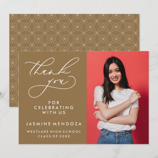 EINFACHER WHIMSICAL CALLIGRAPHY ABSCHLUSS DANKEN DANKESKARTE (Vorne/Hinten)