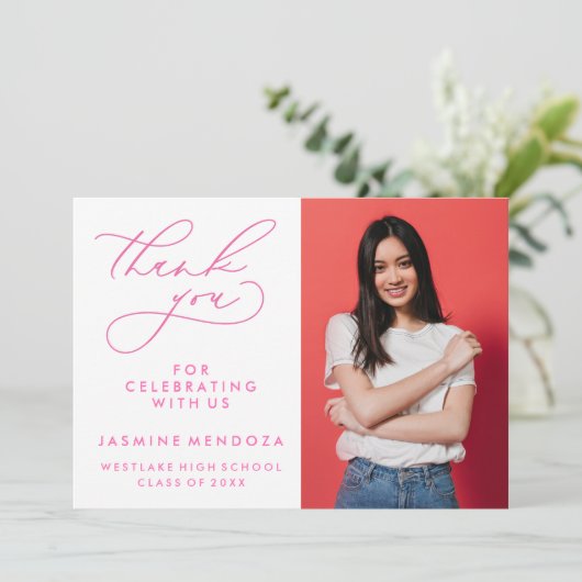 EINFACHER WHIMSICAL CALLIGRAPHY ABSCHLUSS DANKEN DANKESKARTE (Stehend Vorderseite)