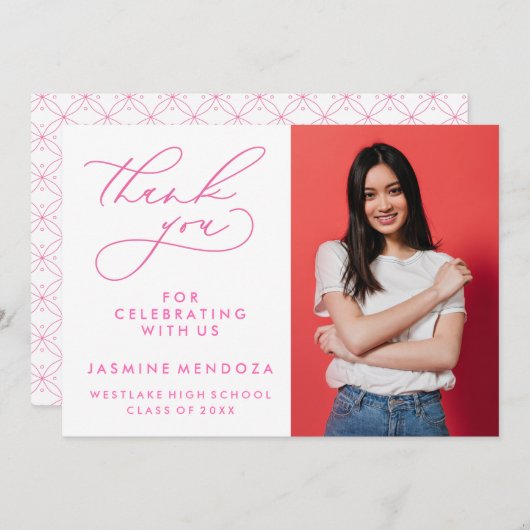 EINFACHER WHIMSICAL CALLIGRAPHY ABSCHLUSS DANKEN DANKESKARTE (Vorne/Hinten)