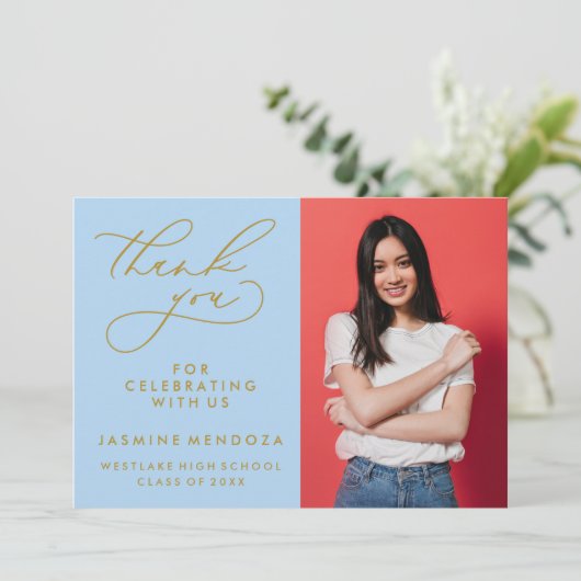 EINFACHER WHIMSICAL CALLIGRAPHY ABSCHLUSS DANKEN DANKESKARTE (Stehend Vorderseite)