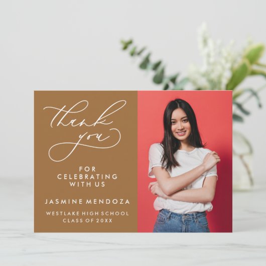 EINFACHER WHIMSICAL CALLIGRAPHY ABSCHLUSS DANKEN DANKESKARTE (Stehend Vorderseite)