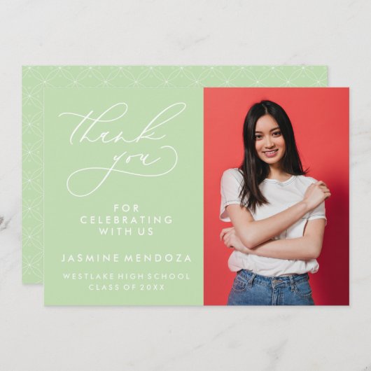 EINFACHER WHIMSICAL CALLIGRAPHY ABSCHLUSS DANKEN DANKESKARTE (Vorne/Hinten)