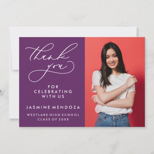 EINFACHER WHIMSICAL CALLIGRAPHY ABSCHLUSS DANKEN DANKESKARTE (Vorderseite)