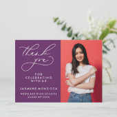 EINFACHER WHIMSICAL CALLIGRAPHY ABSCHLUSS DANKEN DANKESKARTE (Stehend Vorderseite)