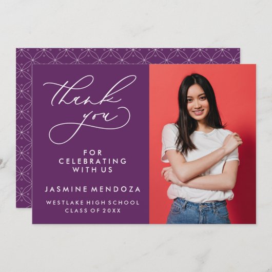 EINFACHER WHIMSICAL CALLIGRAPHY ABSCHLUSS DANKEN DANKESKARTE (Vorne/Hinten)