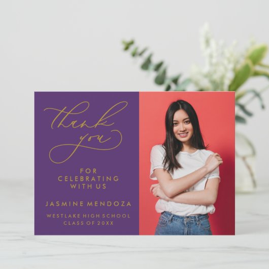 EINFACHER WHIMSICAL CALLIGRAPHY ABSCHLUSS DANKEN DANKESKARTE (Stehend Vorderseite)