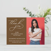 EINFACHER WHIMSICAL CALLIGRAPHY ABSCHLUSS DANKEN DANKESKARTE (Stehend Vorderseite)