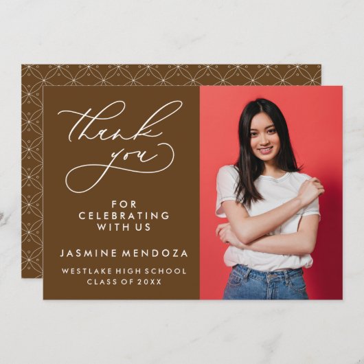 EINFACHER WHIMSICAL CALLIGRAPHY ABSCHLUSS DANKEN DANKESKARTE (Vorne/Hinten)