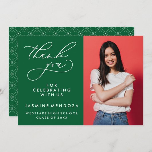 EINFACHER WHIMSICAL CALLIGRAPHY ABSCHLUSS DANKEN DANKESKARTE (Vorne/Hinten)