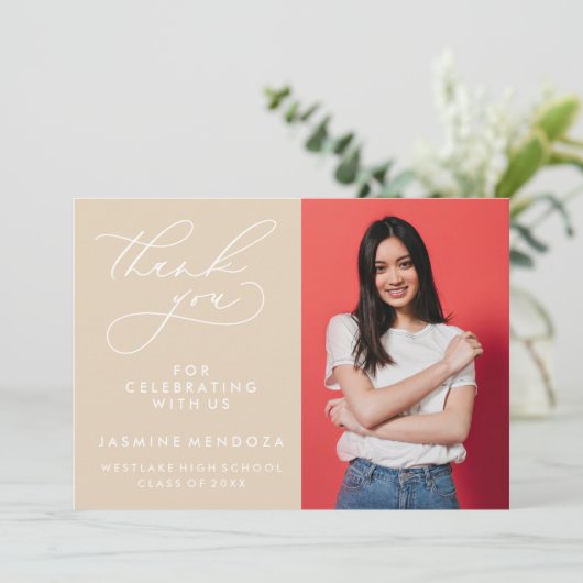 EINFACHER WHIMSICAL CALLIGRAPHY ABSCHLUSS DANKEN DANKESKARTE (Stehend Vorderseite)