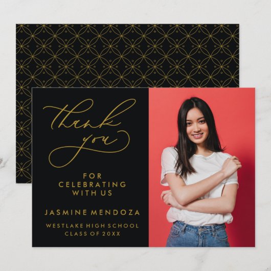 EINFACHER WHIMSICAL CALLIGRAPHY ABSCHLUSS DANKEN DANKESKARTE (Vorne/Hinten)