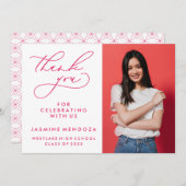 EINFACHER WHIMSICAL CALLIGRAPHY ABSCHLUSS DANKEN DANKESKARTE (Vorne/Hinten)