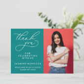 EINFACHER WHIMSICAL CALLIGRAPHY ABSCHLUSS DANKEN DANKESKARTE (Stehend Vorderseite)