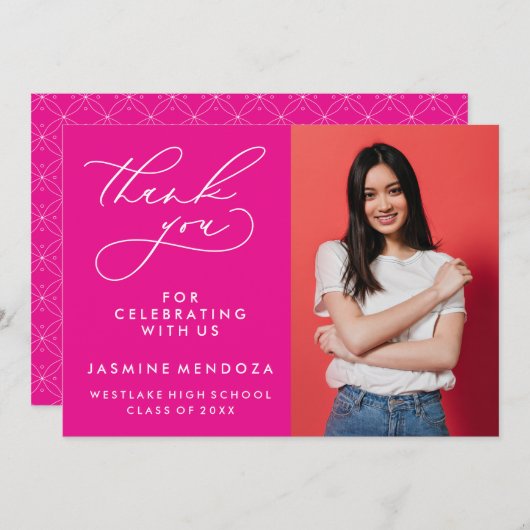 EINFACHER WHIMSICAL CALLIGRAPHY ABSCHLUSS DANKEN DANKESKARTE (Vorne/Hinten)