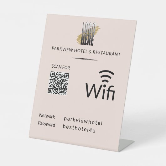 Einfacher WiFi-Netzwerkkennwort QR-Code Logo-Blend Sockelschild (Vorderseite)