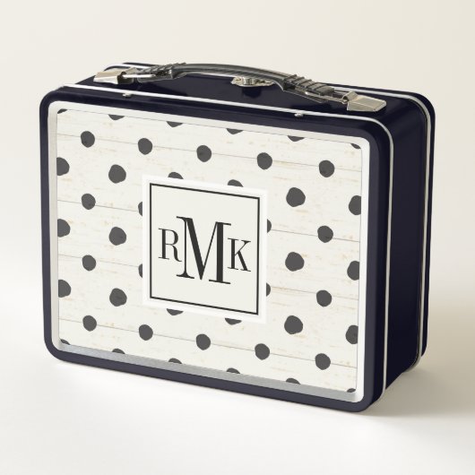 Einfacher Zeichen-Schritt drei des Monogramm-| Metall Brotdose (Rückseite)