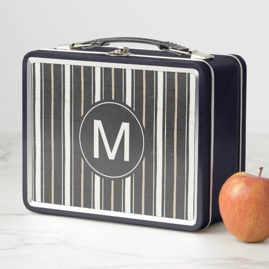 Einfacher Zeichen-Schritt zwei des Monogramm-| Metall Brotdose (Beispiel)