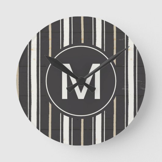 Einfacher Zeichen-Schritt zwei des Monogramm-| Runde Wanduhr (Vorderseite)