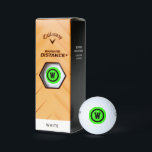 Einfacher zu finden Grüner Buchstabe anfänglich Golfball<br><div class="desc">Leicht zu finden auf dem hellgrün und schwarz mit Ihrem Monogramm Buchstaben Initial. Einfach und modern.</div>