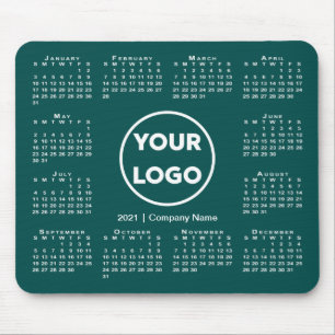 Einfaches 2021-Calendar-Business-Logo auf blau-gr Mousepad